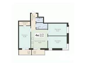 4-к квартира, вторичка, 79м2, 16/19 этаж