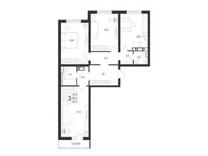 3-к квартира, вторичка, 87м2, 1/17 этаж