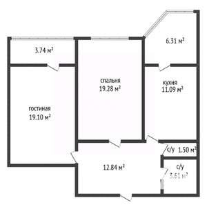 2-к квартира, вторичка, 68м2, 8/10 этаж