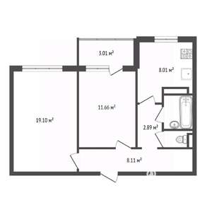 2-к квартира, вторичка, 53м2, 8/10 этаж