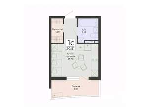 Студия квартира, вторичка, 21м2, 9/13 этаж