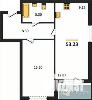 1-к квартира, вторичка, 53м2, 2/18 этаж