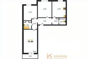 3-к квартира, вторичка, 76м2, 5/17 этаж