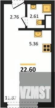 Студия квартира, вторичка, 23м2, 5/15 этаж