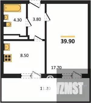 1-к квартира, вторичка, 40м2, 14/17 этаж