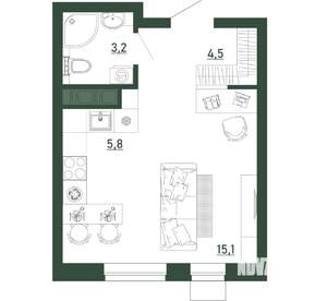 Студия квартира, строящийся дом, 29м2, 1/13 этаж