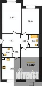 3-к квартира, вторичка, 85м2, 2/19 этаж