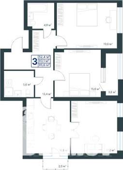 3-к квартира, строящийся дом, 96м2, 2/25 этаж