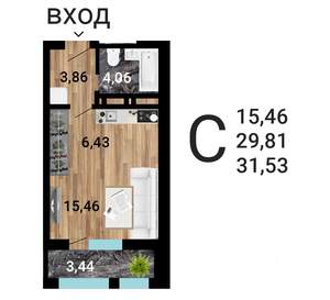 Студия квартира, вторичка, 33м2, 3/25 этаж