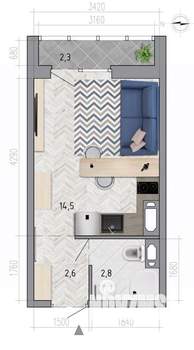 Студия квартира, вторичка, 21м2, 14/18 этаж