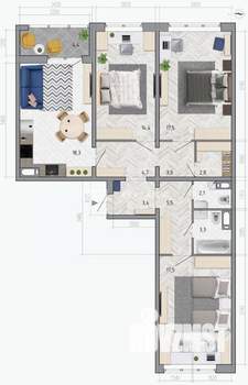 3-к квартира, строящийся дом, 95м2, 14/18 этаж