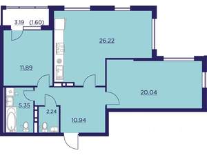 2-к квартира, вторичка, 78м2, 9/18 этаж