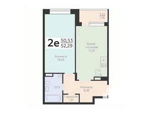 2-к квартира, вторичка, 52м2, 2/16 этаж