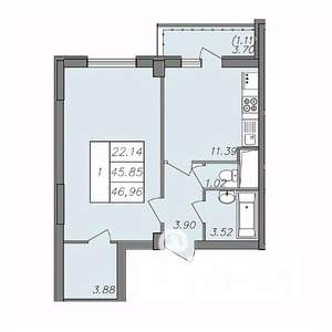 1-к квартира, вторичка, 46м2, 10/13 этаж