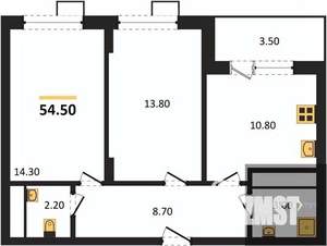 2-к квартира, вторичка, 55м2, 9/13 этаж