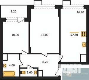 2-к квартира, вторичка, 58м2, 8/11 этаж