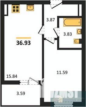 1-к квартира, вторичка, 37м2, 13/18 этаж