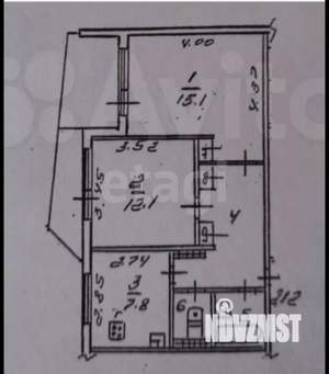 2-к квартира, вторичка, 50м2, 6/9 этаж