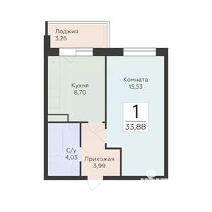 1-к квартира, вторичка, 34м2, 11/19 этаж