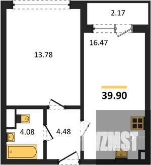 1-к квартира, вторичка, 40м2, 1/15 этаж