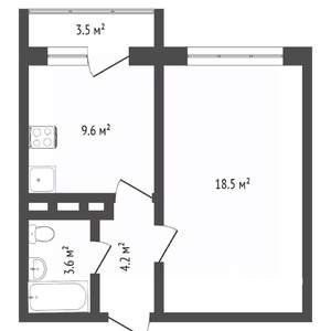 1-к квартира, вторичка, 37м2, 14/17 этаж