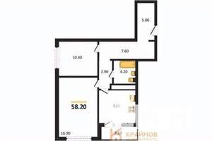 2-к квартира, вторичка, 58м2, 10/25 этаж