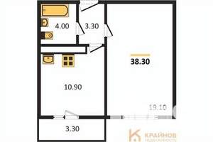 1-к квартира, сданный дом, 38м2, 15/17 этаж