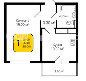 1-к квартира, строящийся дом, 38м2, 10/20 этаж