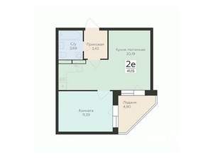 2-к квартира, вторичка, 41м2, 4/17 этаж