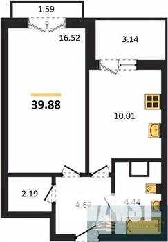 1-к квартира, вторичка, 40м2, 6/18 этаж