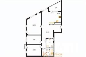 3-к квартира, сданный дом, 86м2, 5/21 этаж