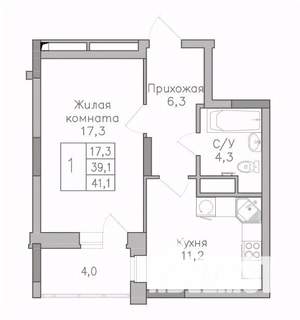 1-к квартира, вторичка, 41м2, 9/25 этаж