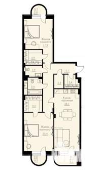 2-к квартира, вторичка, 107м2, 4/5 этаж