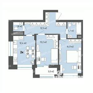 2-к квартира, вторичка, 60м2, 7/13 этаж