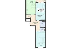 2-к квартира, вторичка, 67м2, 18/18 этаж