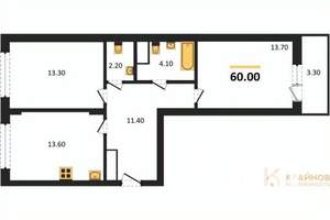 2-к квартира, вторичка, 60м2, 5/13 этаж
