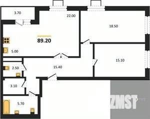2-к квартира, вторичка, 89м2, 3/19 этаж