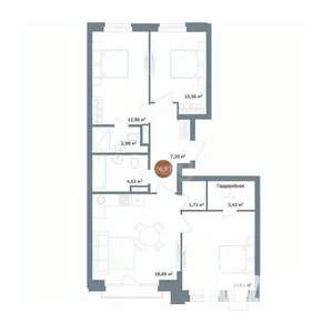 3-к квартира, вторичка, 76м2, 5/20 этаж