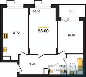 2-к квартира, вторичка, 58м2, 3/13 этаж