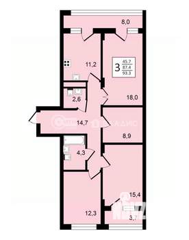 3-к квартира, вторичка, 93м2, 8/24 этаж