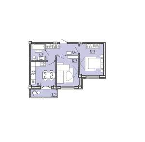 2-к квартира, вторичка, 51м2, 1/15 этаж