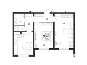 2-к квартира, вторичка, 59м2, 2/17 этаж