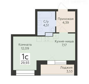 Студия квартира, вторичка, 30м2, 6/24 этаж