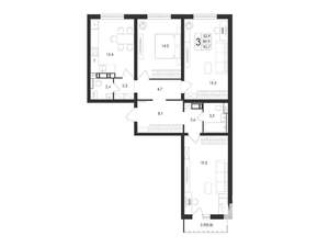 3-к квартира, вторичка, 91м2, 1/17 этаж