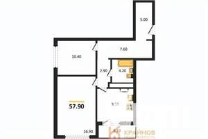 2-к квартира, вторичка, 58м2, 24/25 этаж
