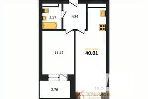 1-к квартира, вторичка, 40м2, 20/28 этаж