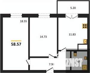 2-к квартира, вторичка, 59м2, 6/15 этаж