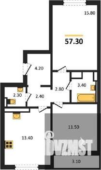 2-к квартира, вторичка, 57м2, 17/17 этаж