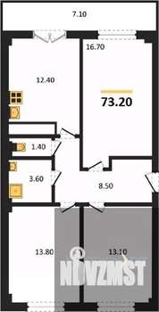 3-к квартира, вторичка, 73м2, 8/15 этаж