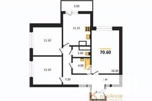 3-к квартира, вторичка, 71м2, 10/25 этаж
